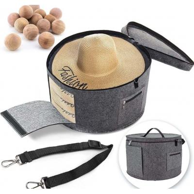 Felt Hat Box Organizer Round Travel Boxes With Dustproof Lid Sundries ...