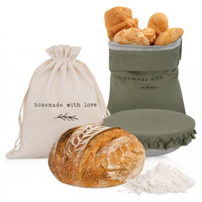 Reusable Beautiful Linen Bread Bag Set and Proofing Cover For Homemade...